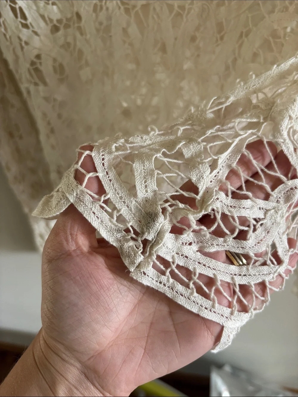 Free People Ivory Crochet Boho Lace top—100% cotton